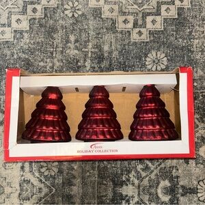 1990s vintage Holiday Collection Burgundy Tree Trio